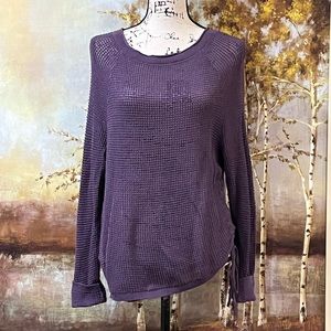 EUC EXPRESS Purple Loose Knit Top with Adjustable Side Rushing